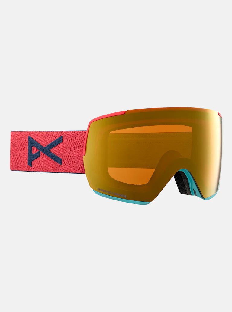 ANON M5 GOGGLES + BONUS LENS + MFI® FACE MASK - Frame: Coral Lens: Perceive Sunny Bronze